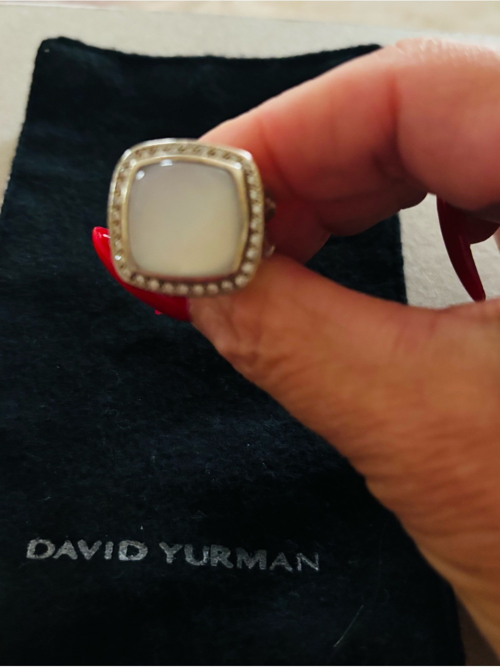 David Yurman Sterling Silver Albion ring with moon quartz and diamonds Size 7.5 - Picture 7 of 9